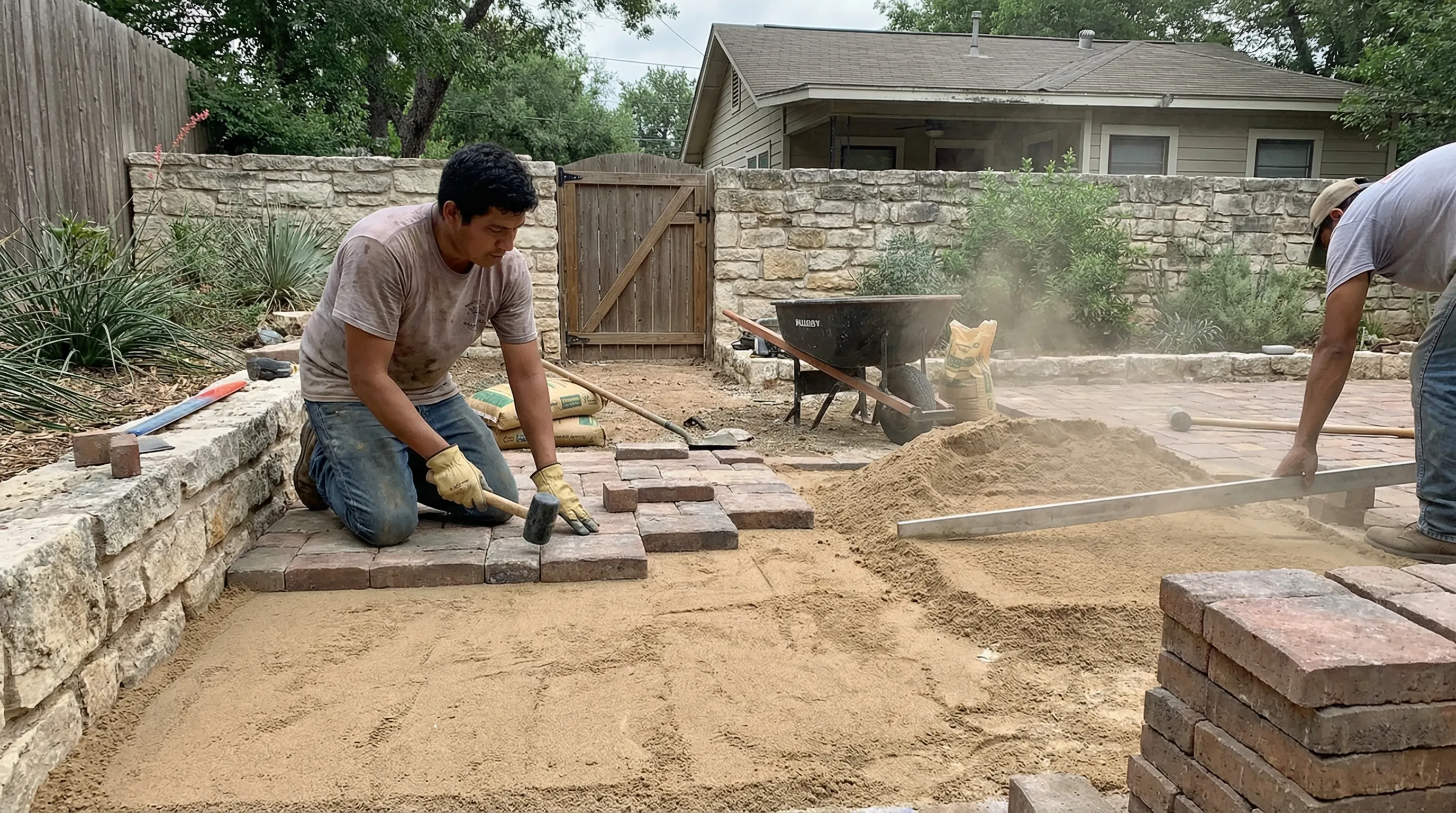 Leander new-build backyard: patio expansion, drainage routing, and future lighting/outdoor kitchen utilities